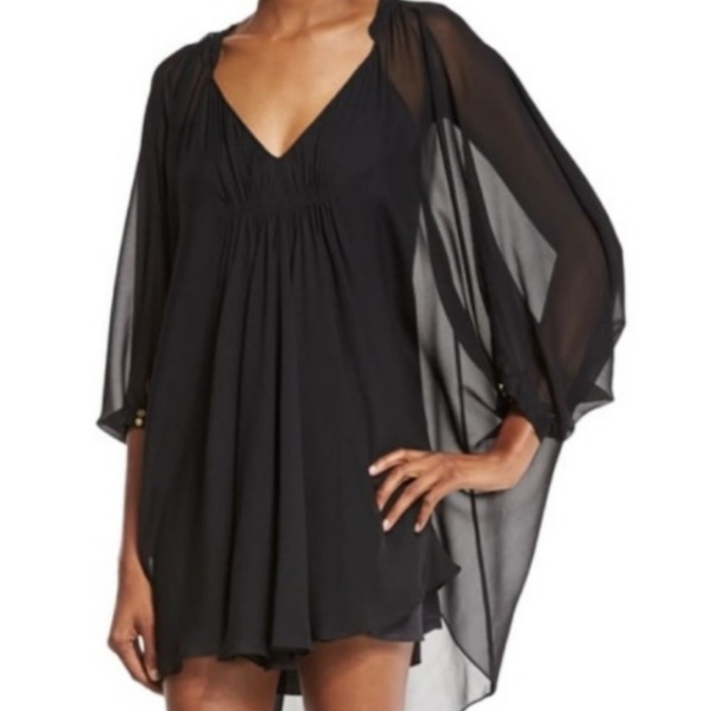 DIANE VON FERSTENBERG - Elegant Silk Chiffon Black Draped Dress